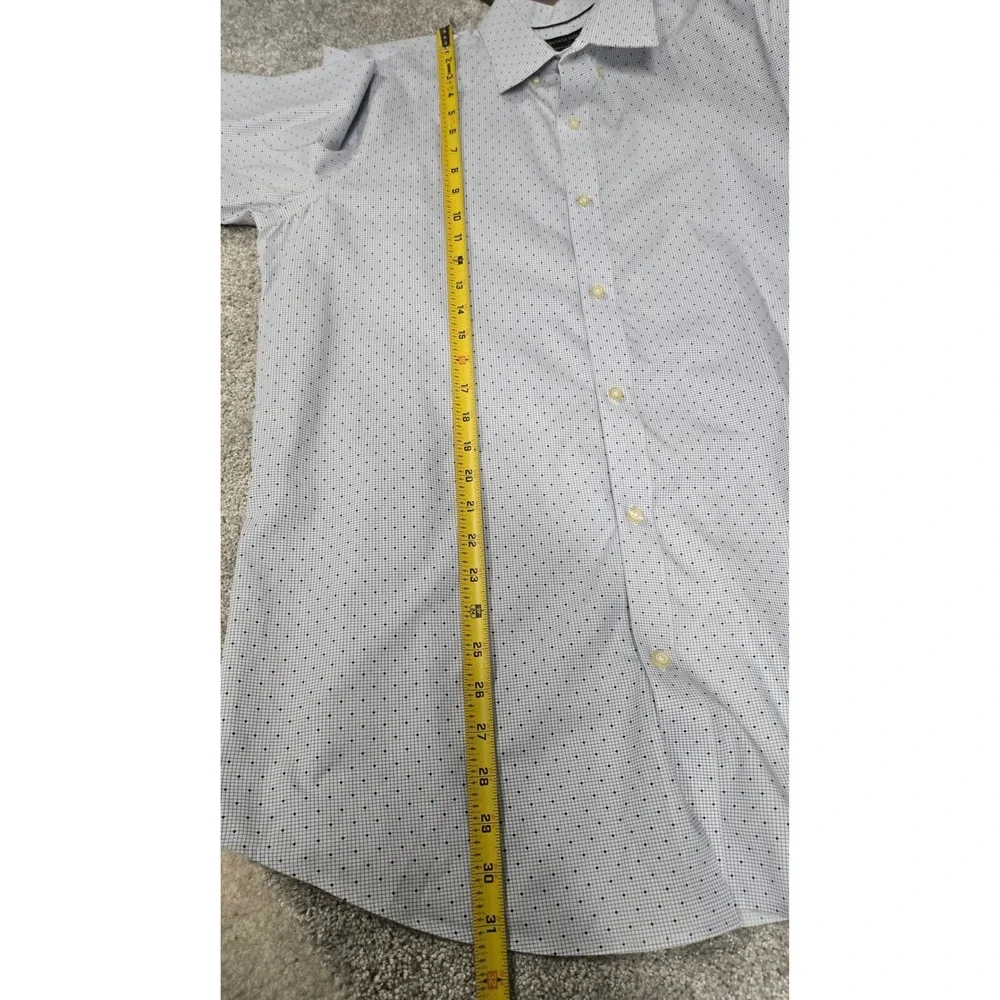 Banana‎ Republic Non-Iron Standard Fit Shirt Blue White Polka Dot Check Men's L